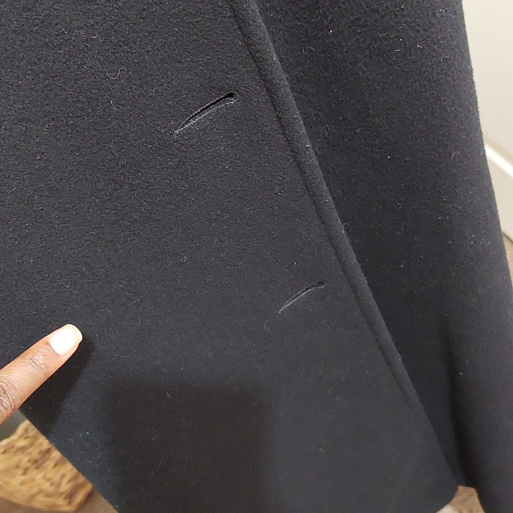 Albert Nipon Black Long Coat with Faux Fur Trim Size 6 - Picture 8 of 12